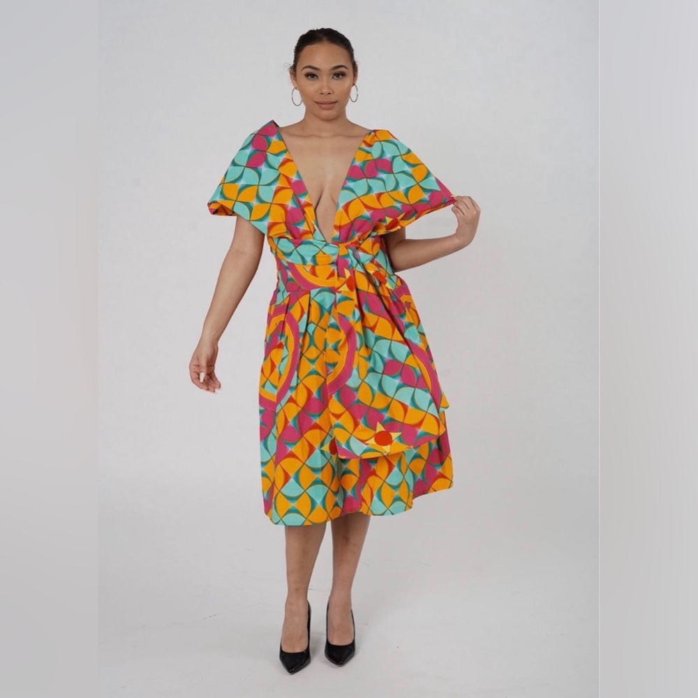 Colorful Orange Multicolor Handmade Mini Infinity Dress